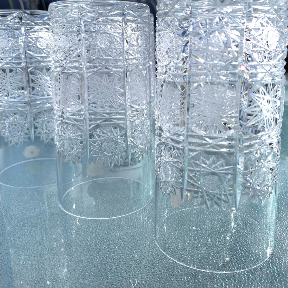 Bohemia Crystal Queen Lace Pattern 12 Oz. Vintage Flat Tumbler Glasses, Set of 6 - Picture 9 of 9
